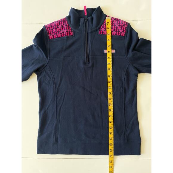 Vineyard Vines 3/4 Zip Shepard Pullover Women XS Blue Pink Corduroy Aztec Print - Picture 5 of 9